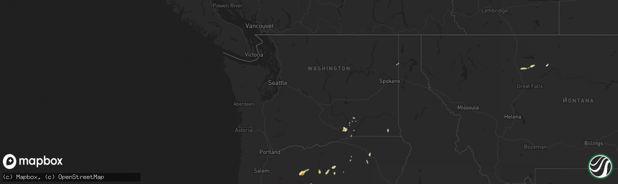 Hail map in Washington on June 26, 2017