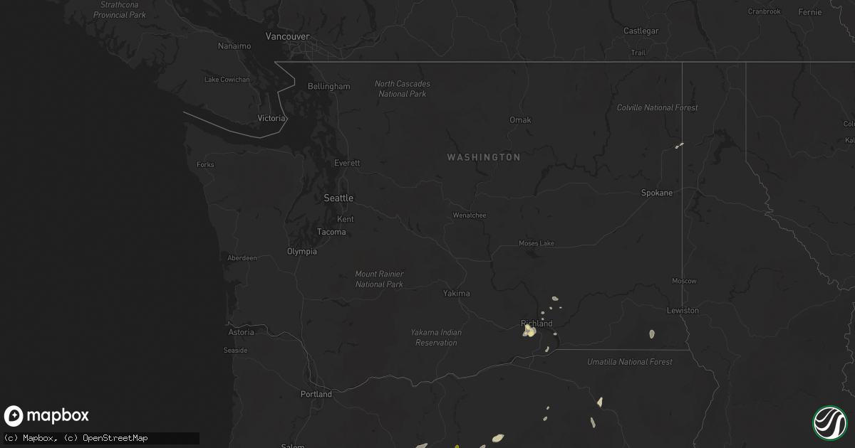 Hail map in Washington on June 26, 2017