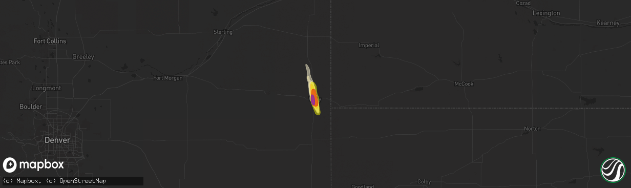 Hail map in Wray, CO on June 26, 2017