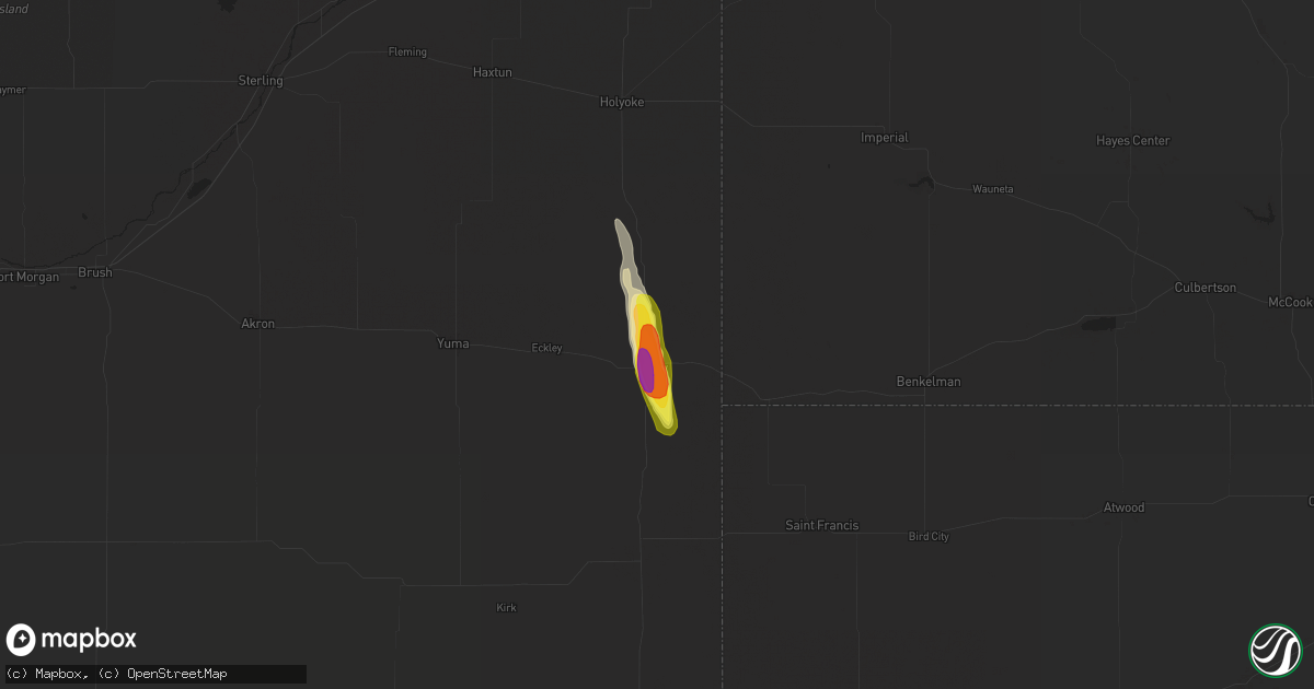Hail map in Wray, CO on June 26, 2017