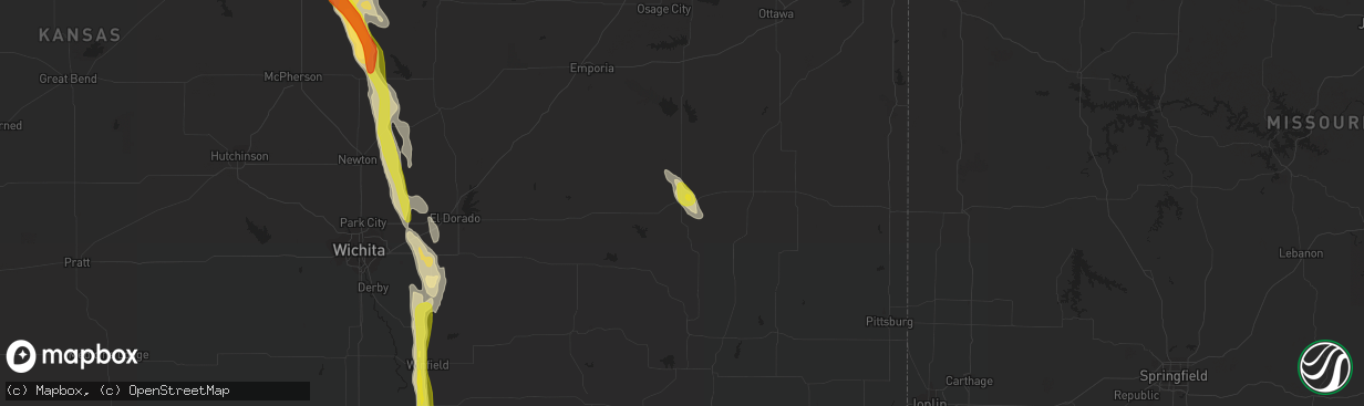 Hail map in Yates Center, KS on June 26, 2017