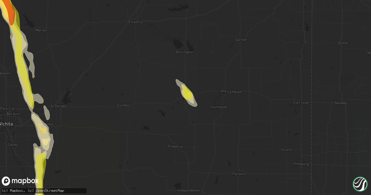Hail map in Yates Center, KS on June 26, 2017