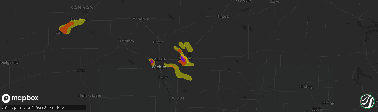 Hail map in El Dorado, KS on June 26, 2018