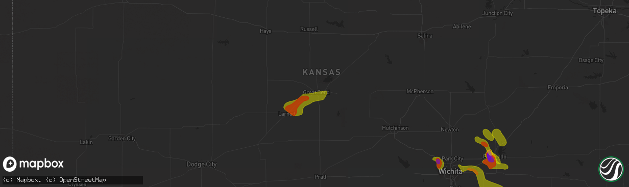 Hail map in Great Bend, KS on June 26, 2018