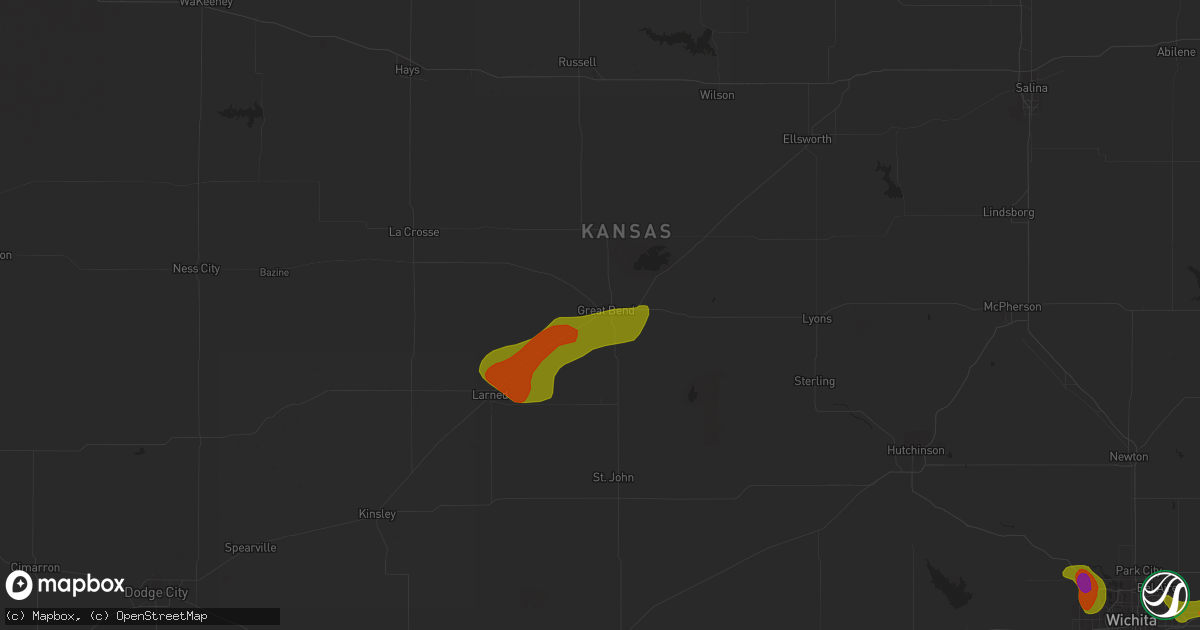 Hail map in Great Bend, KS on June 26, 2018