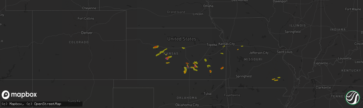 Hail map in Kansas on June 26, 2018