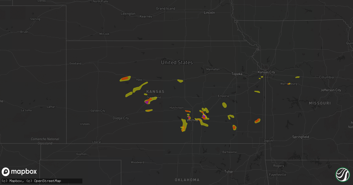 Hail map in Kansas on June 26, 2018