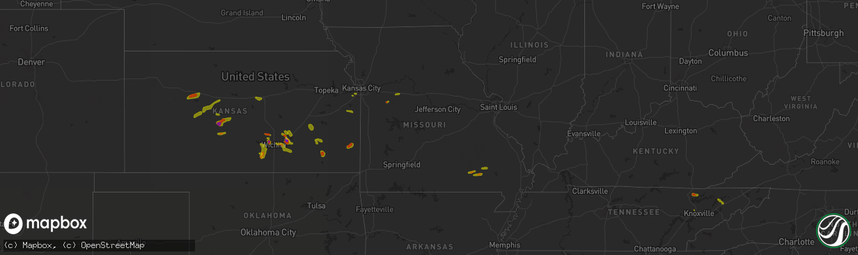 Hail map in Missouri on June 26, 2018