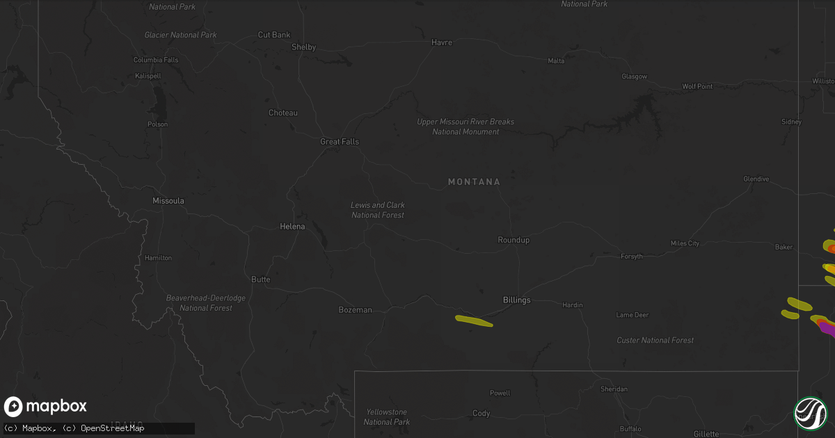 Hail map in Montana on June 26, 2018