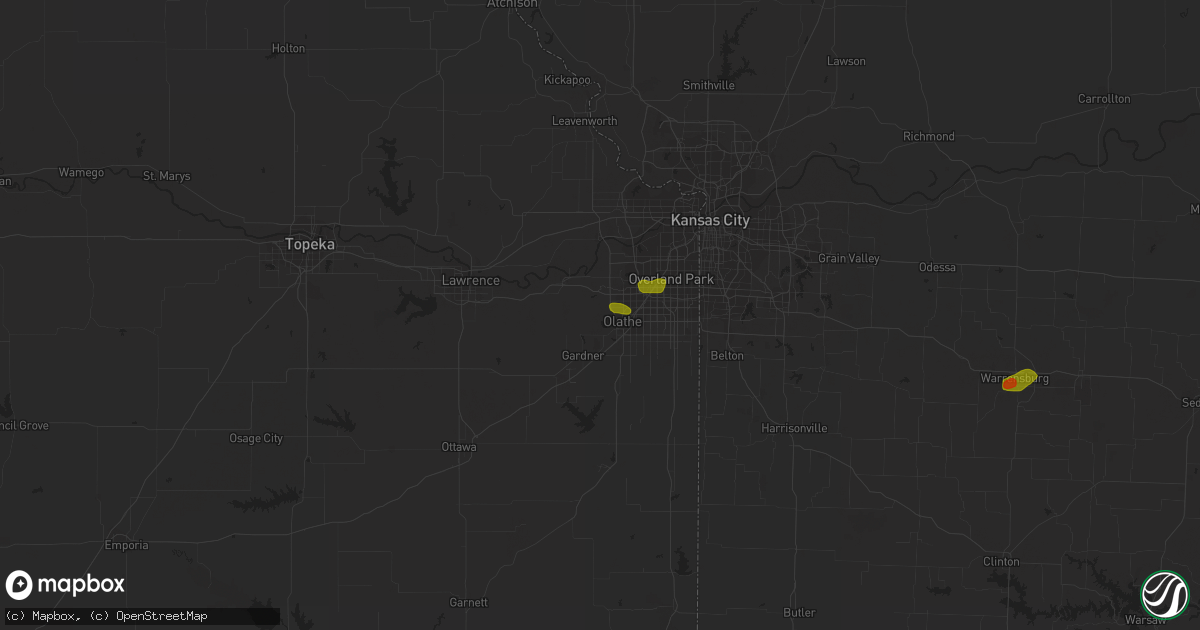 Hail map in Olathe, KS on June 26, 2018