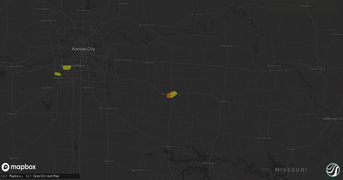 Hail map in Warrensburg, MO on June 26, 2018