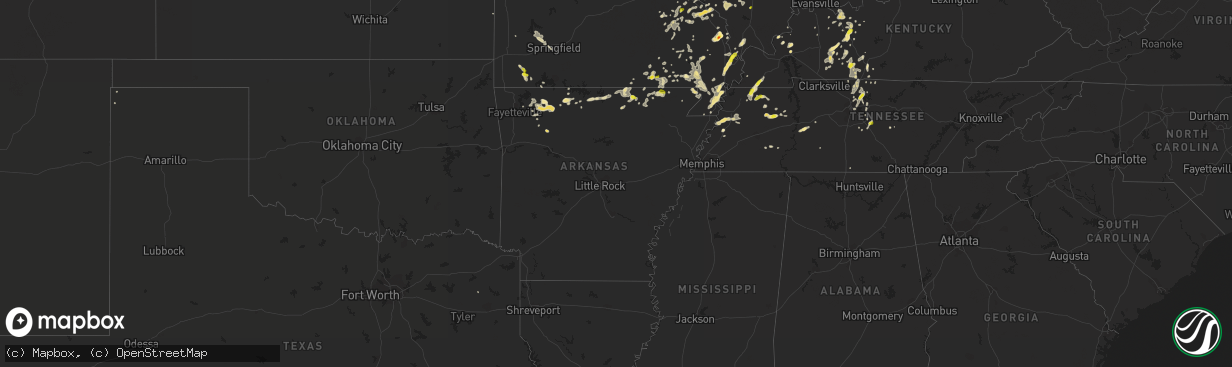 Hail map in Arkansas on June 26, 2019