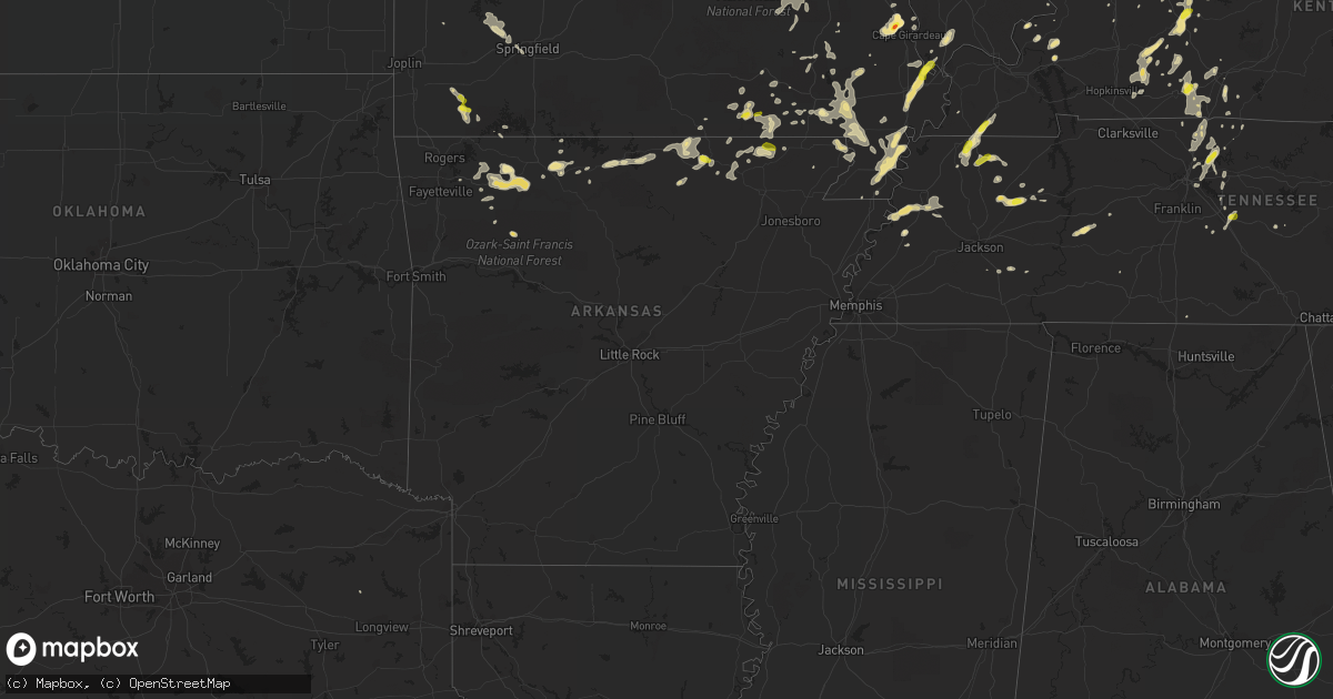 Hail map in Arkansas on June 26, 2019