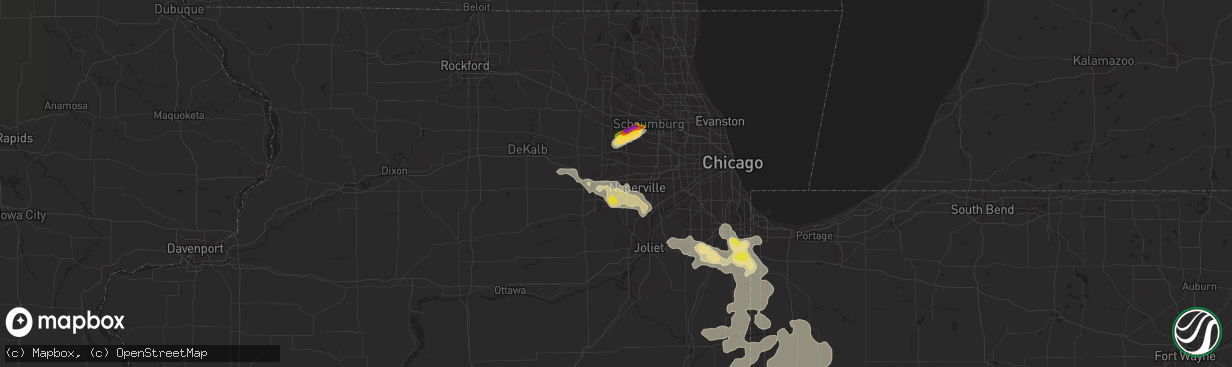 Hail map in Aurora, IL on June 26, 2019