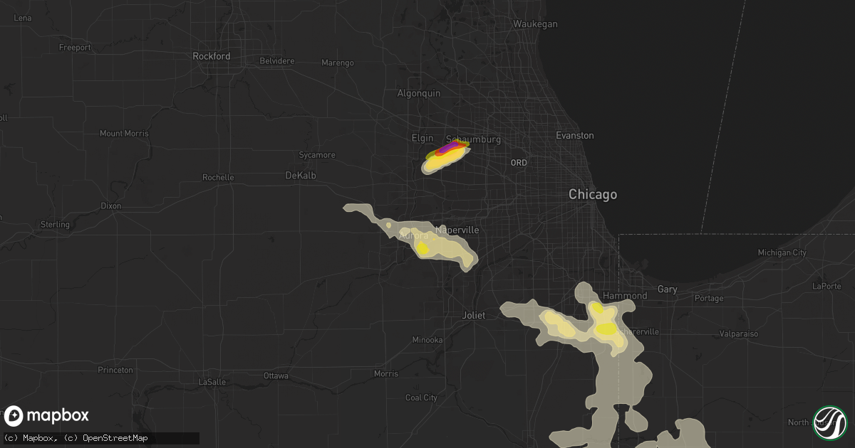Hail map in Aurora, IL on June 26, 2019