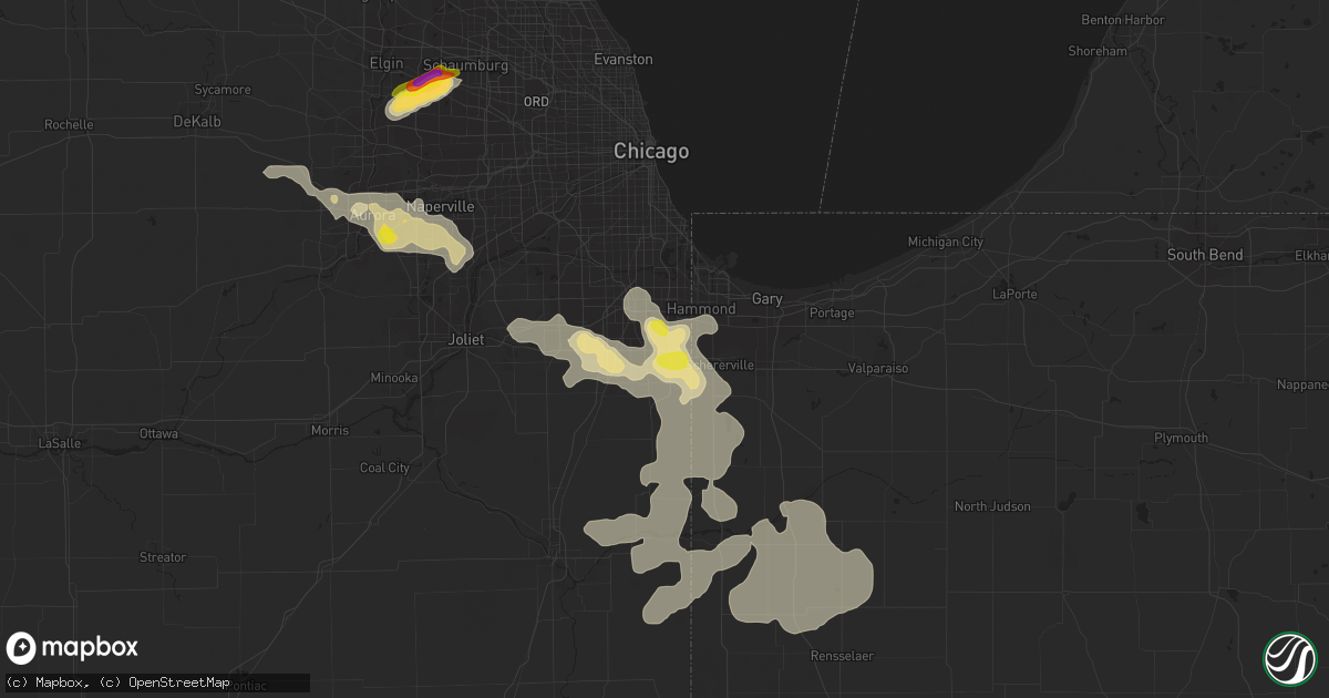 Hail map in Chicago Heights, IL on June 26, 2019