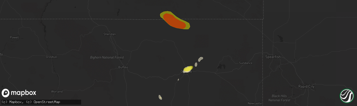 Hail map in Gillette, WY on June 26, 2019