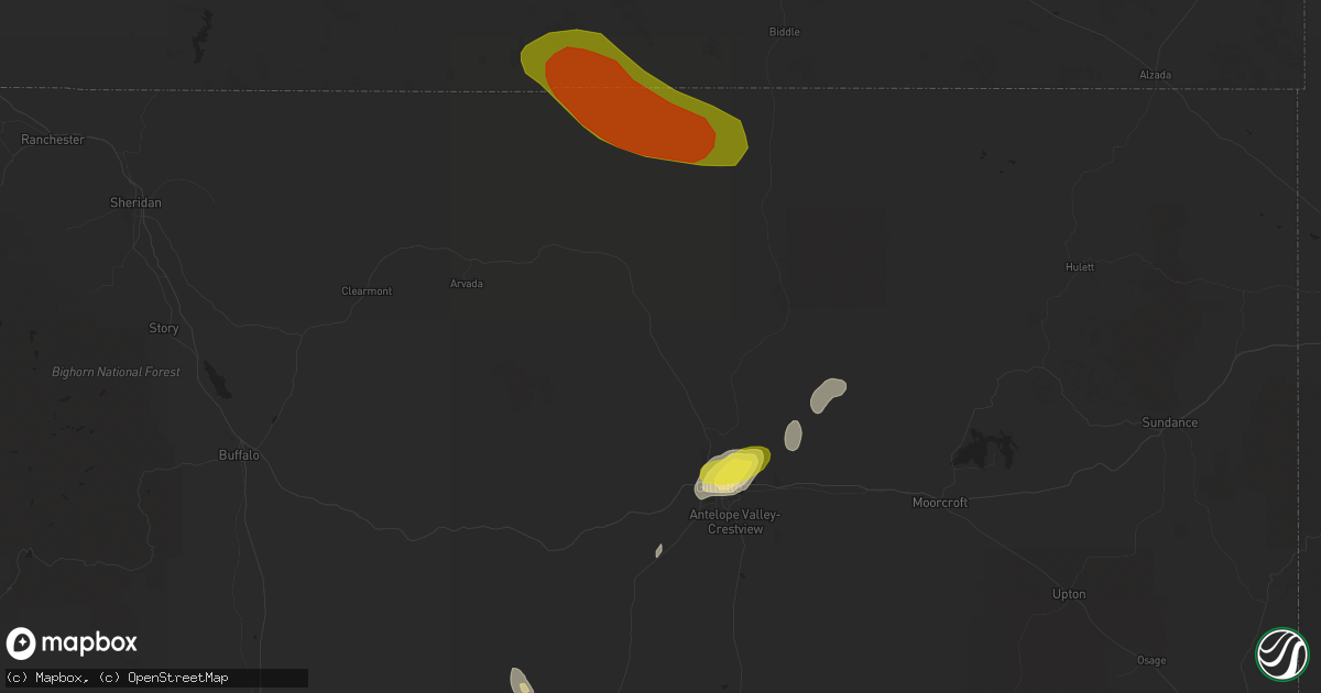 Hail map in Gillette, WY on June 26, 2019