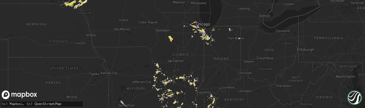 Hail map in Illinois on June 26, 2019