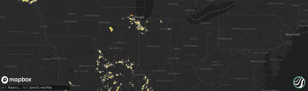 Hail map in Indiana on June 26, 2019