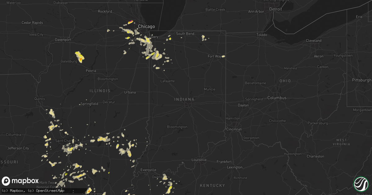 Hail map in Indiana on June 26, 2019