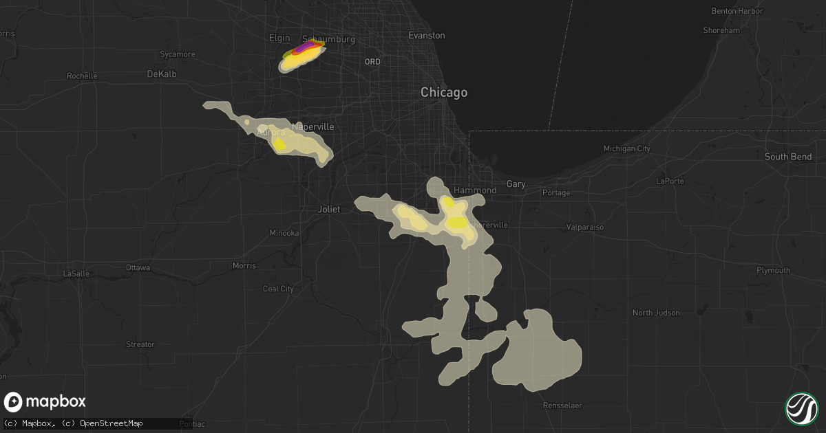 Hail map in Matteson, IL on June 26, 2019