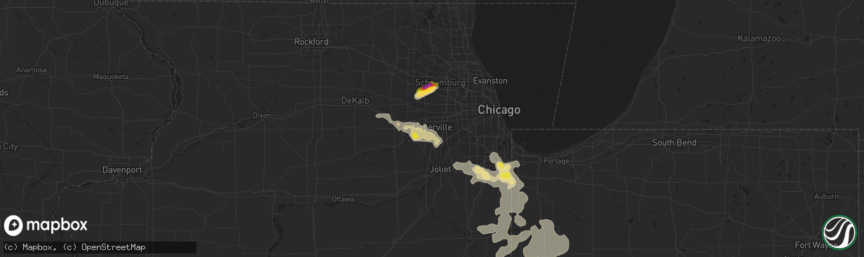 Hail map in Naperville, IL on June 26, 2019