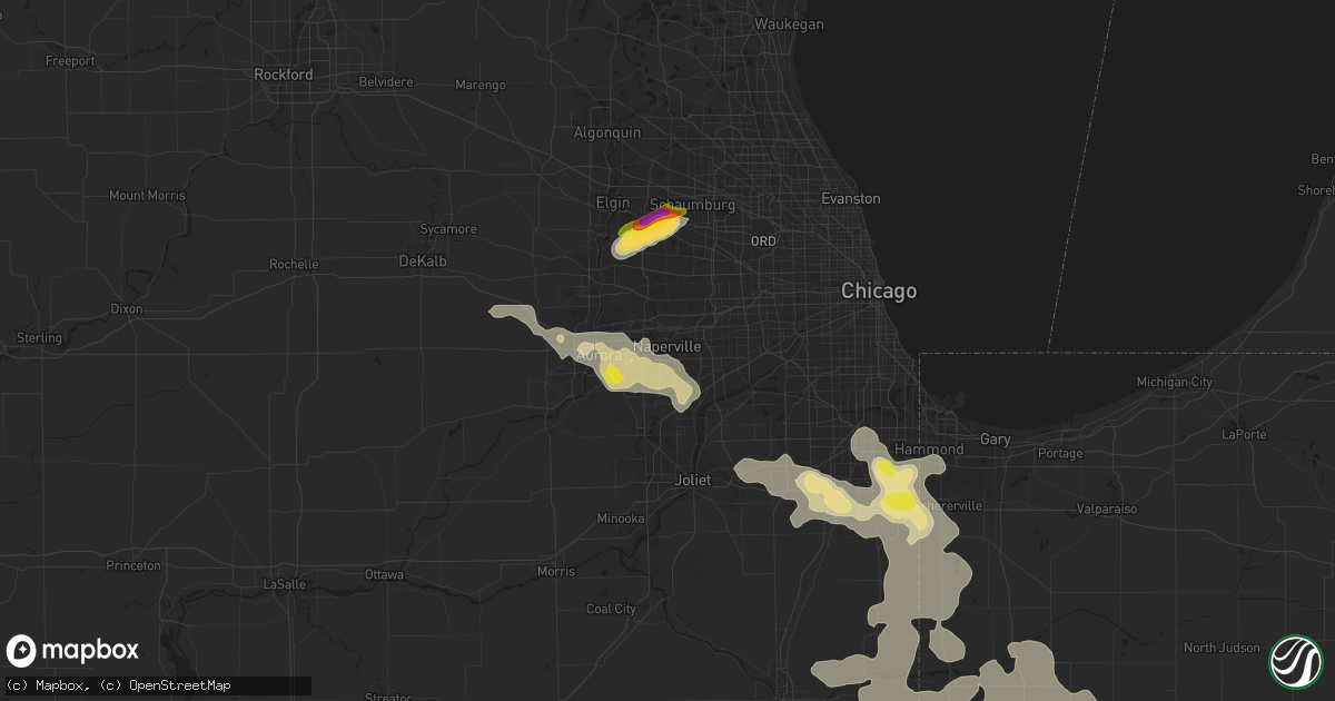 Hail map in Naperville, IL on June 26, 2019