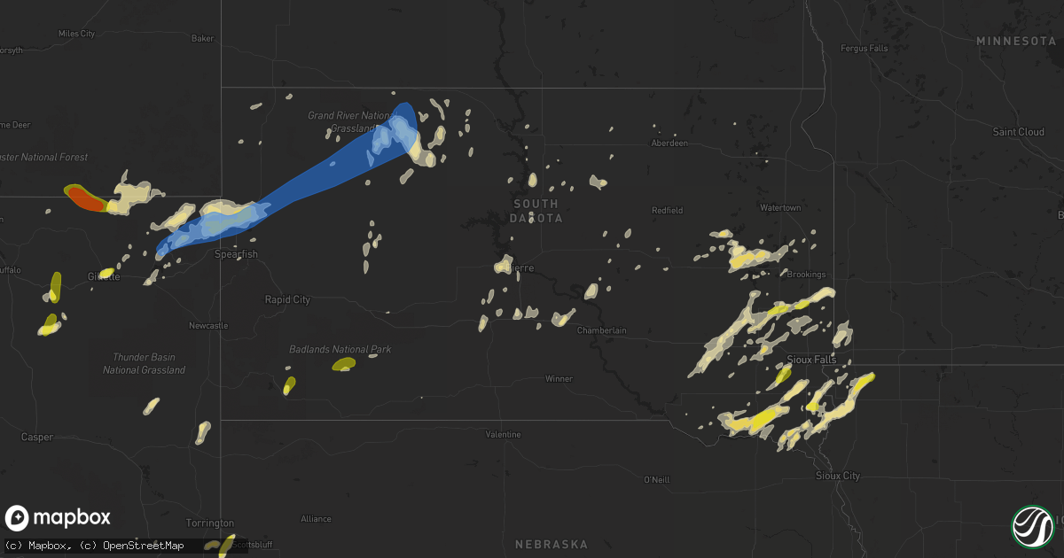 Hail map in South Dakota on June 26, 2019