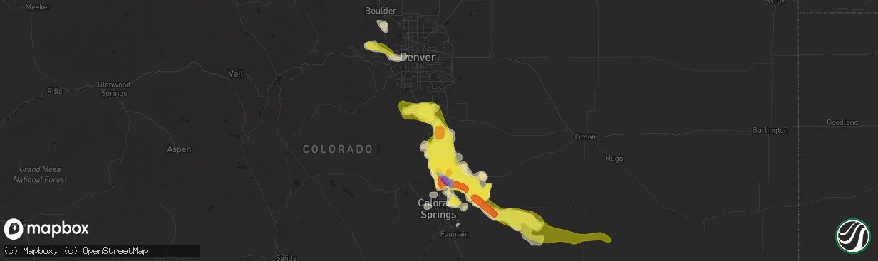 Hail map in Castle Rock, CO on June 26, 2020