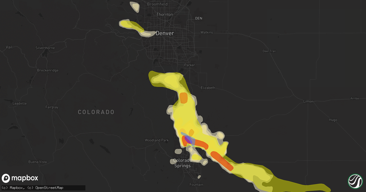 Hail map in Castle Rock, CO on June 26, 2020