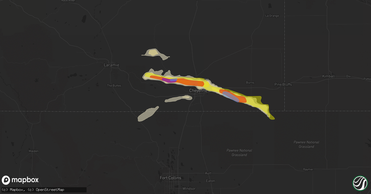 Hail map in Cheyenne, WY on June 26, 2020