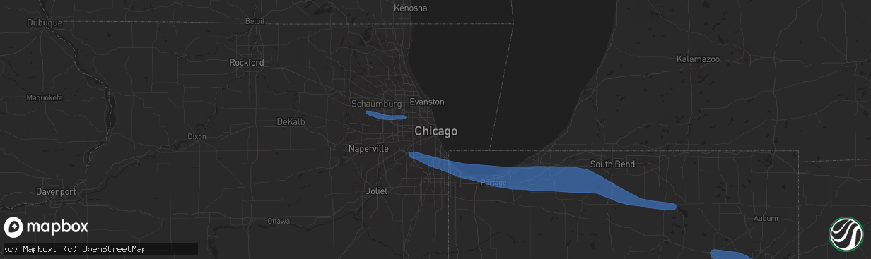 Hail map in Chicago, IL on June 26, 2020