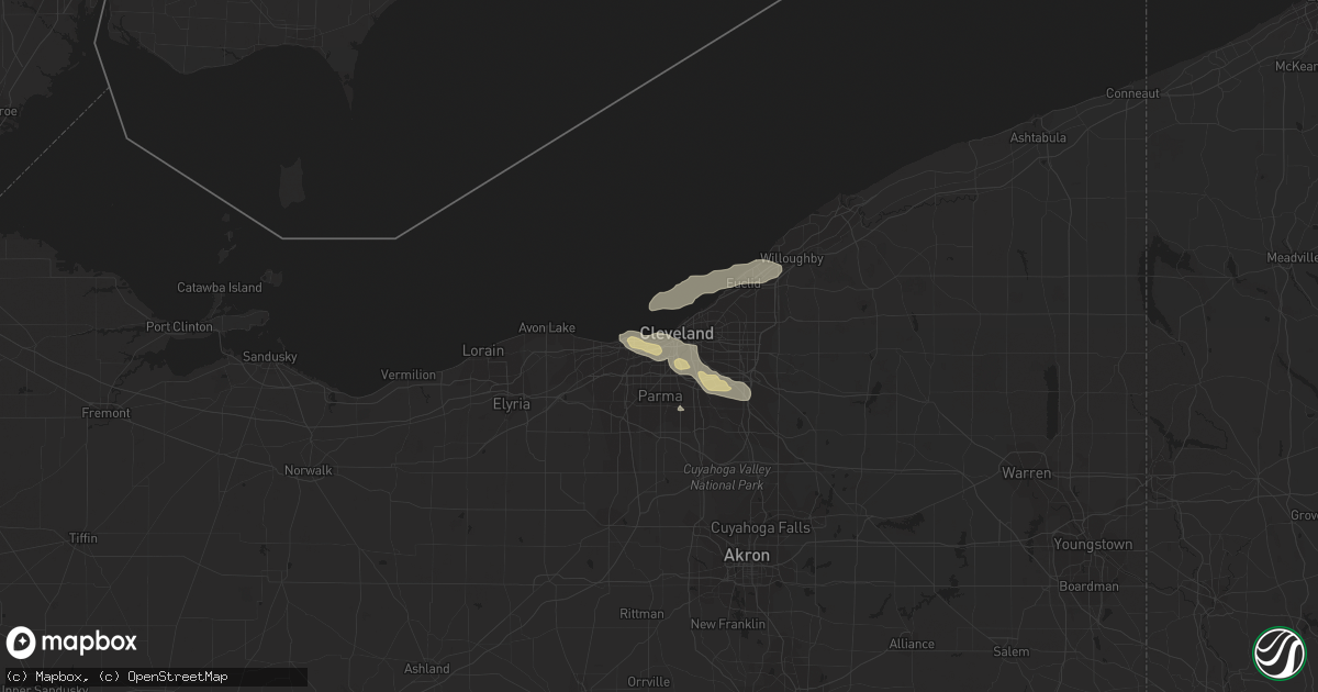 Hail map in Cleveland, OH on June 26, 2020