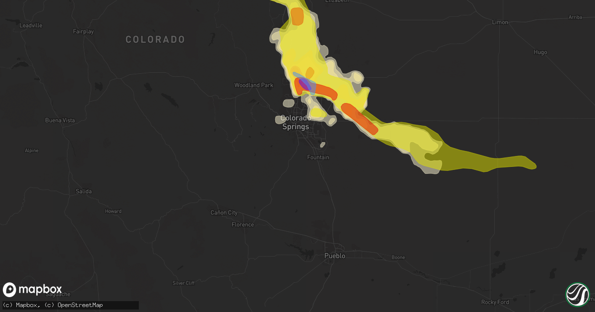 Hail map in Colorado Springs, CO on June 26, 2020