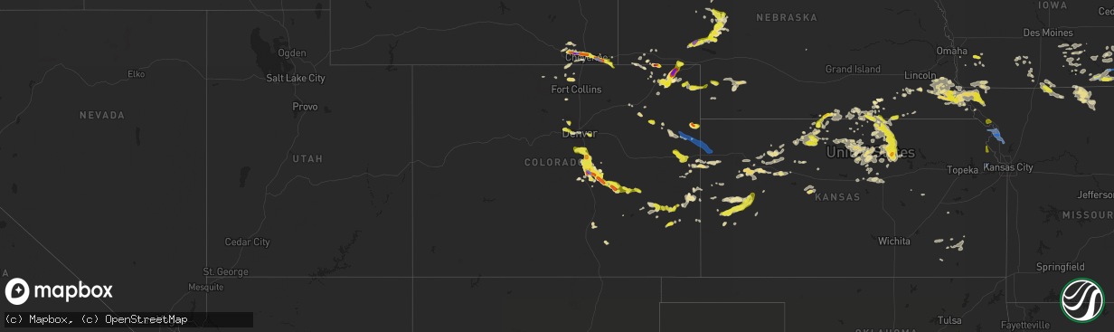 Hail map in Colorado on June 26, 2020