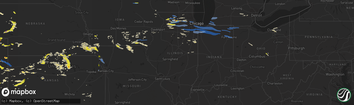 Hail map in Illinois on June 26, 2020