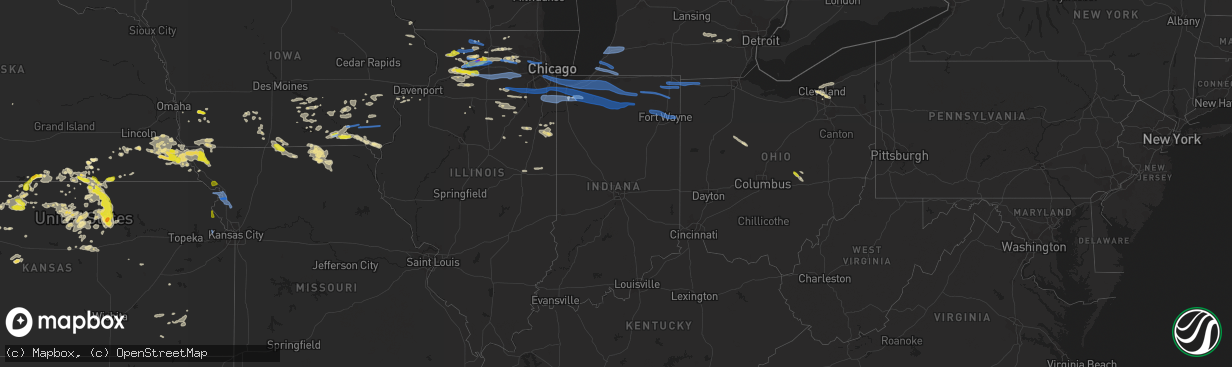 Hail map in Indiana on June 26, 2020