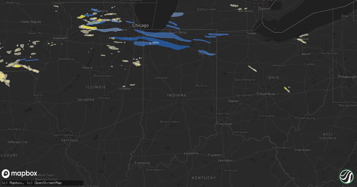 Hail map in Indiana on June 26, 2020