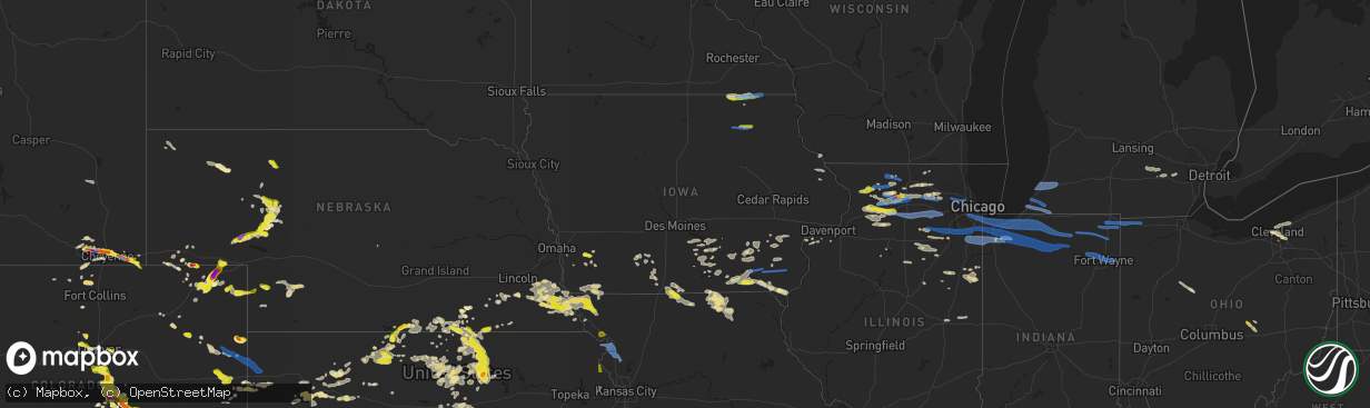 Hail map in Iowa on June 26, 2020