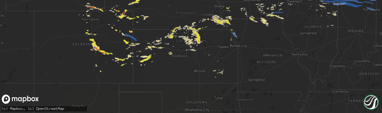 Hail map in Kansas on June 26, 2020