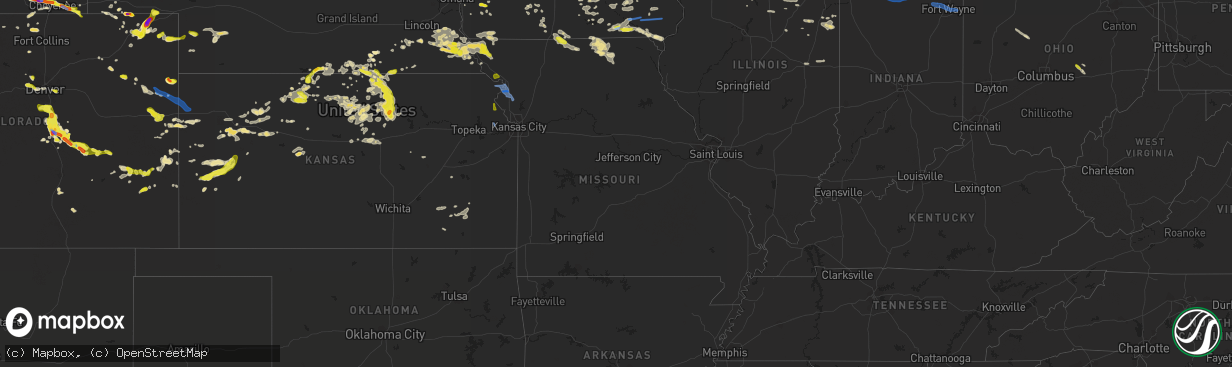 Hail map in Missouri on June 26, 2020