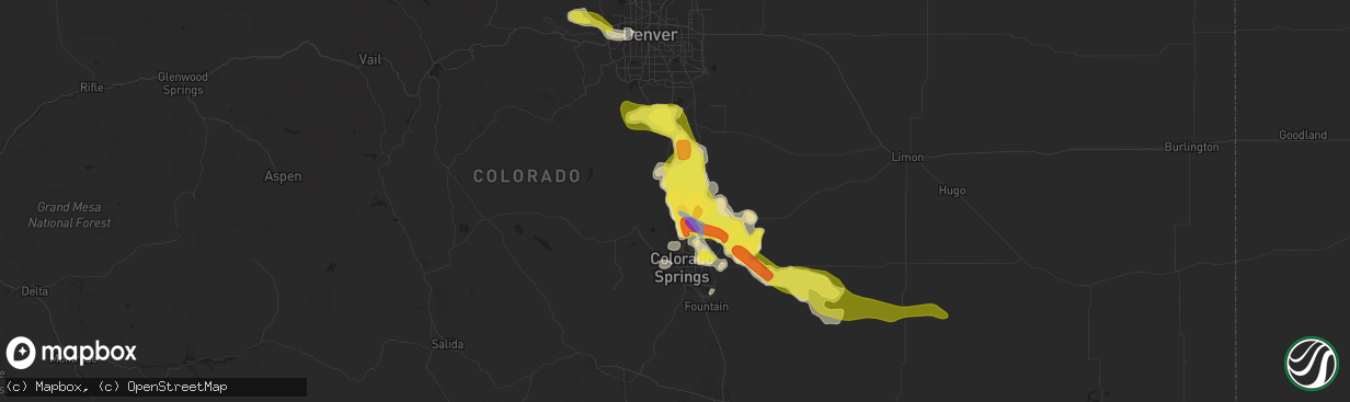 Hail map in Monument, CO on June 26, 2020