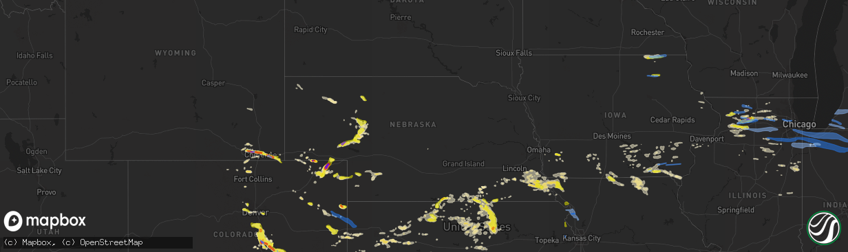 Hail map in Nebraska on June 26, 2020