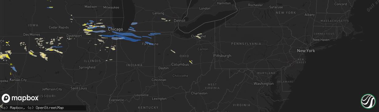 Hail map in Ohio on June 26, 2020