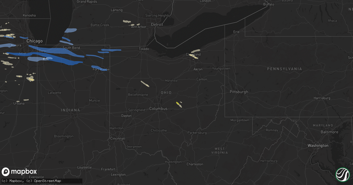 Hail map in Ohio on June 26, 2020