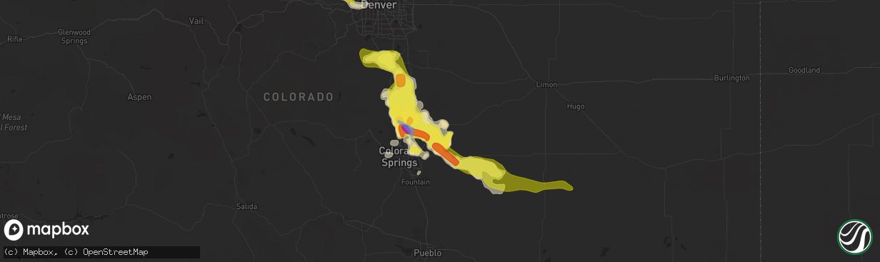 Hail map in Peyton, CO on June 26, 2020