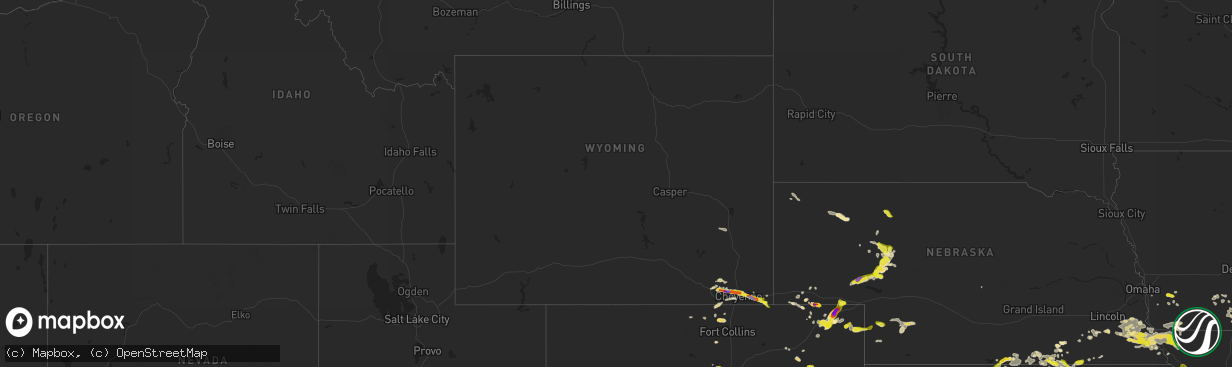 Hail map in Wyoming on June 26, 2020