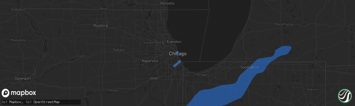 Hail map in Chicago, IL on June 26, 2021