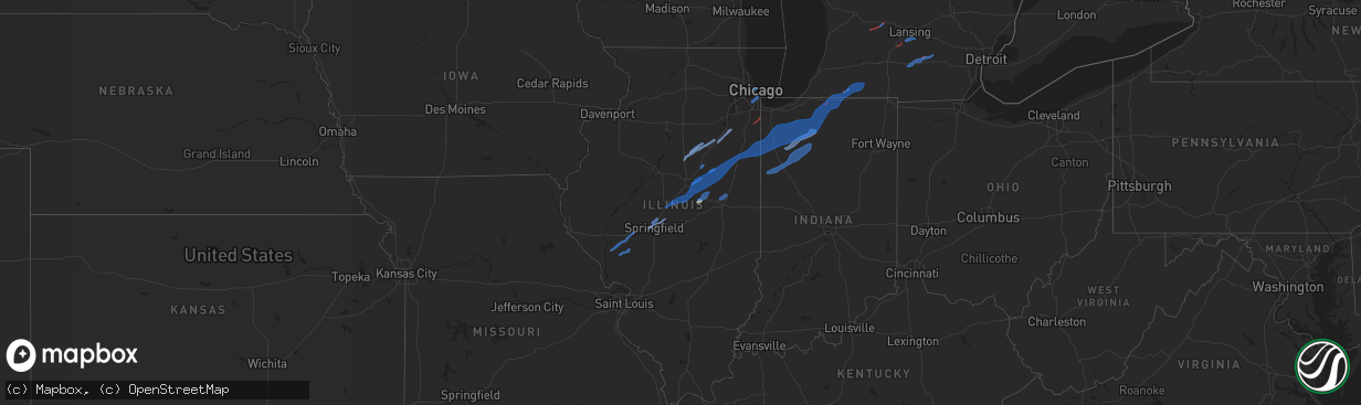 Hail map in Illinois on June 26, 2021